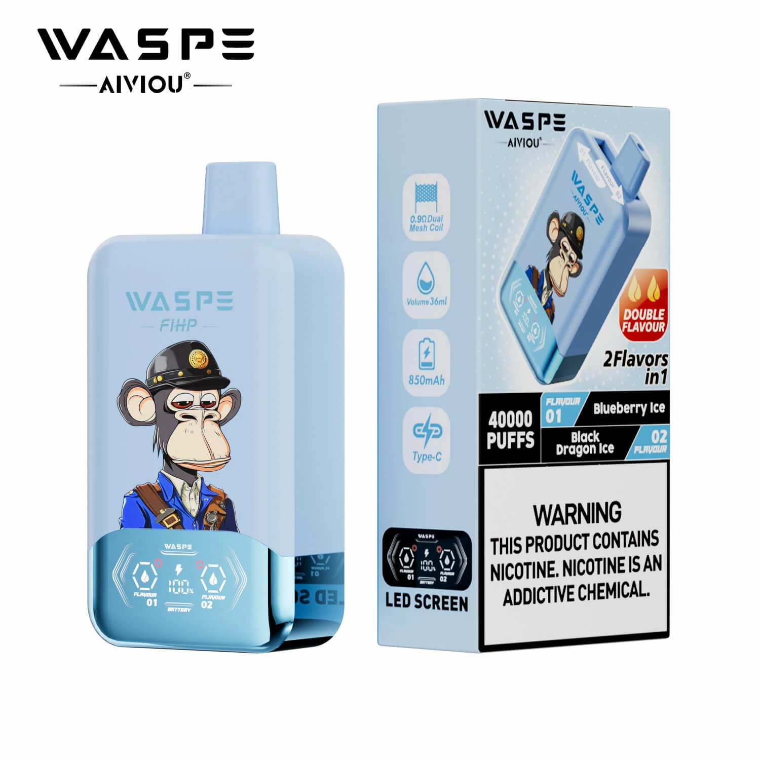 WASPE 2-in-1 40000 40K Bouffées Double Saveur Vape jetable - image 14