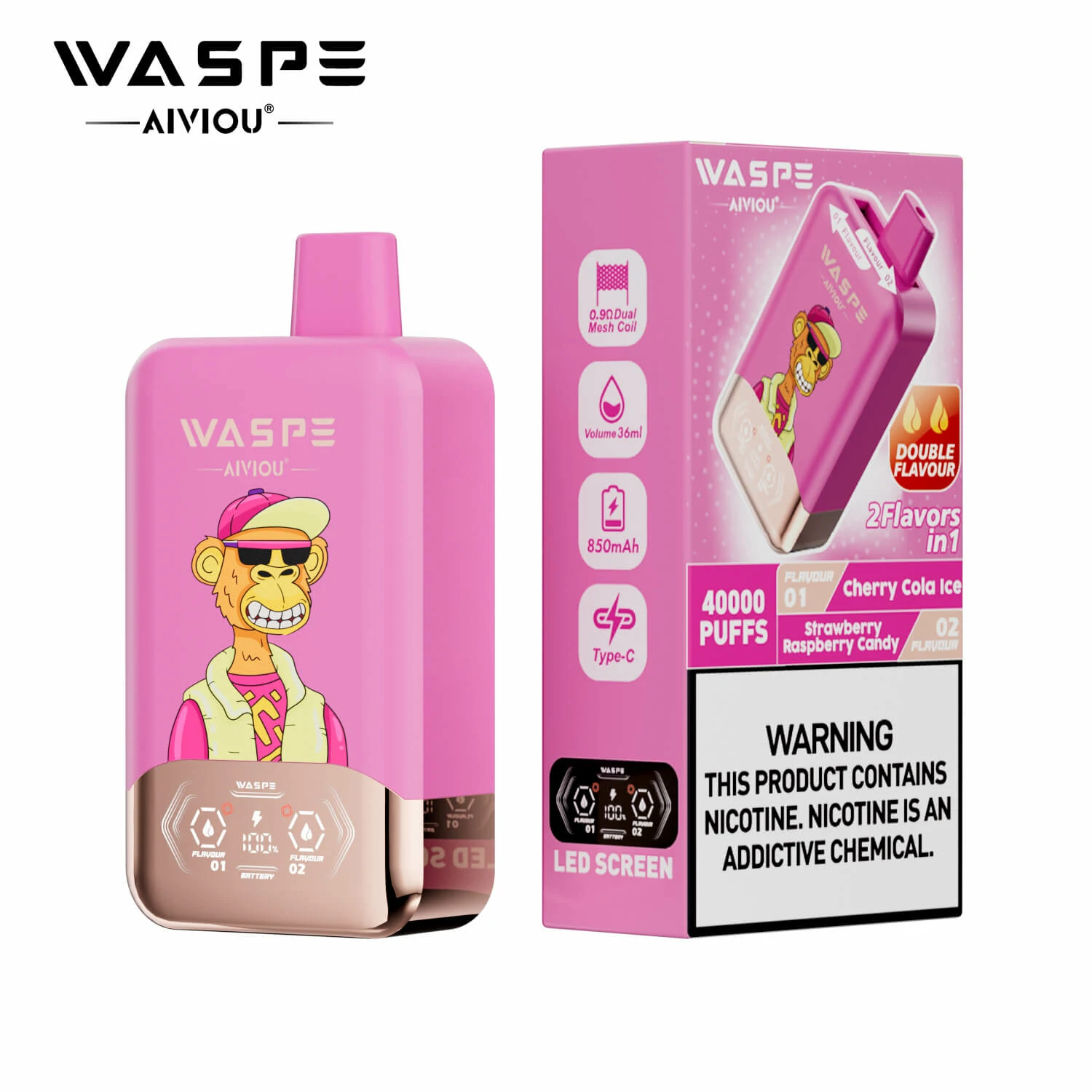WASPE 2-in-1 40000 40K Bouffées Double Saveur Vape jetable - image 13