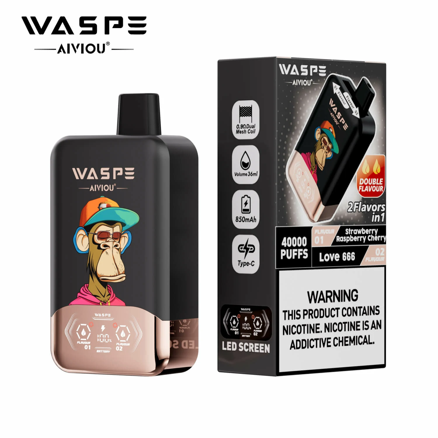 WASPE 2-in-1 40000 40K Bouffées Double Saveur Vape jetable - image 4