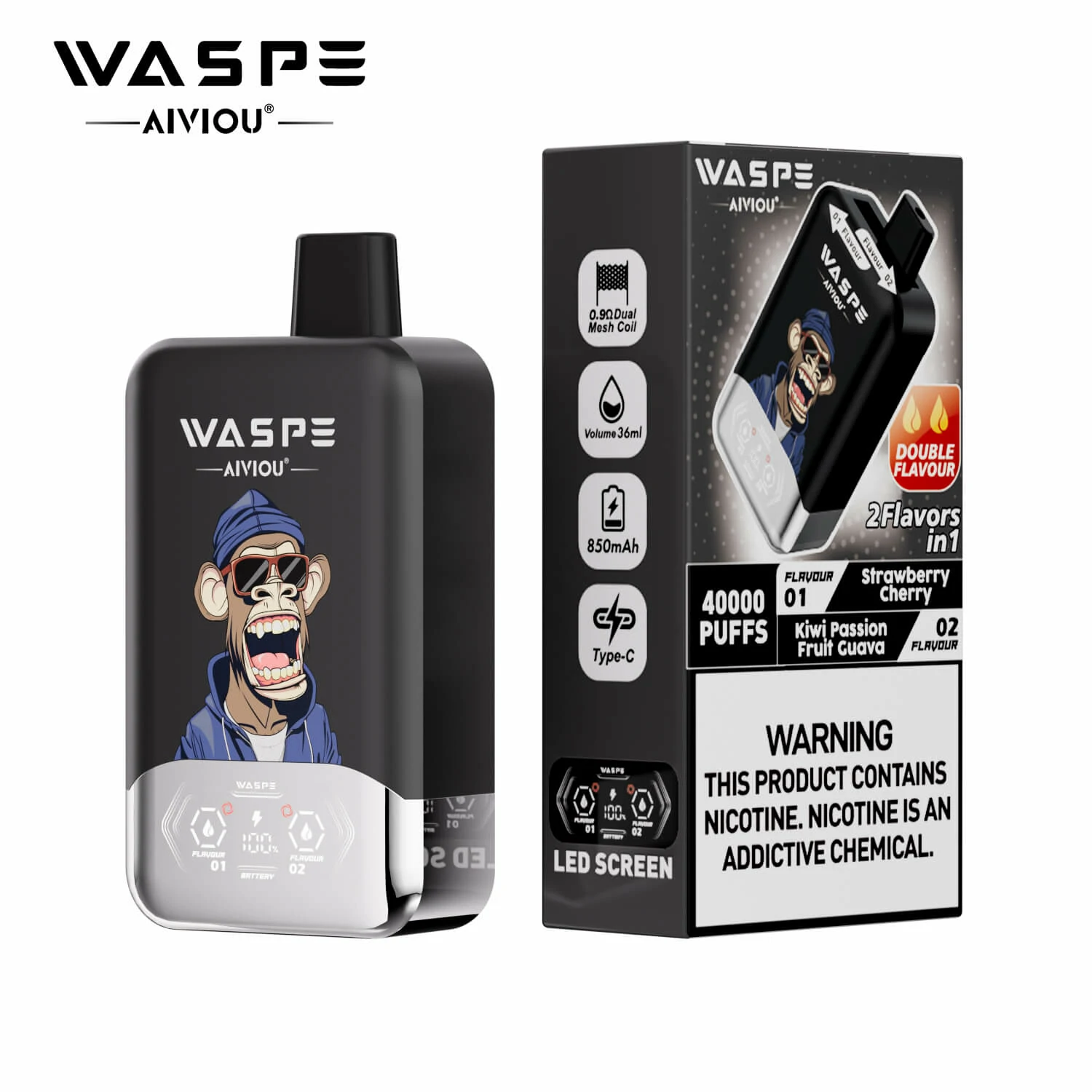WASPE 2-in-1 40000 40K Bouffées Double Saveur Vape jetable - image 6