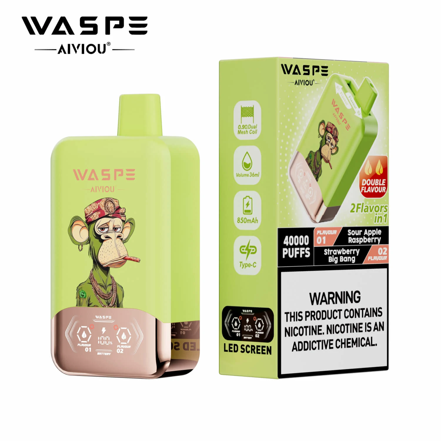 WASPE 2-in-1 40000 40K Bouffées Double Saveur Vape jetable - image 2