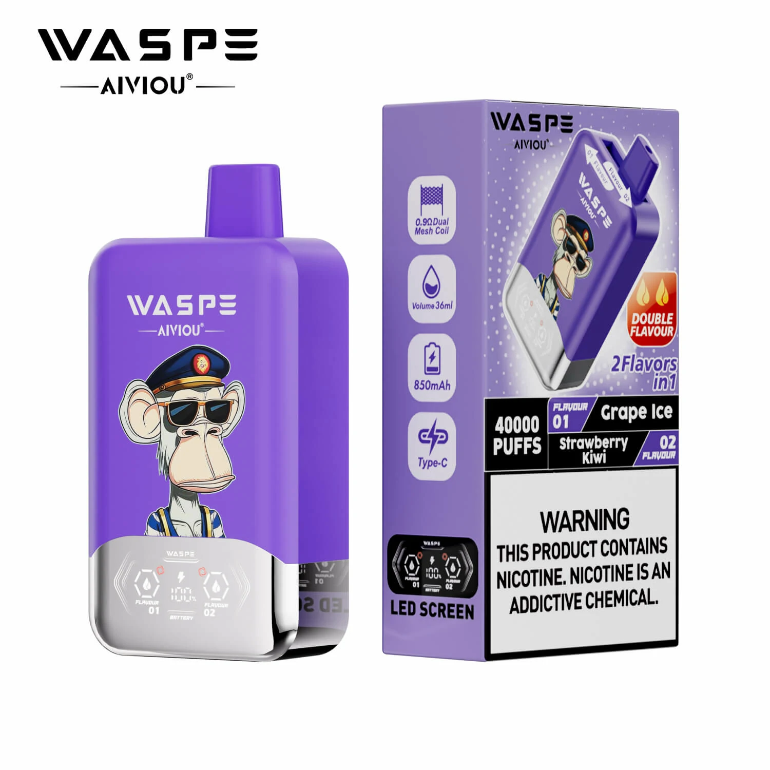 WASPE 2-in-1 40000 40K Bouffées Double Saveur Vape jetable - image 15