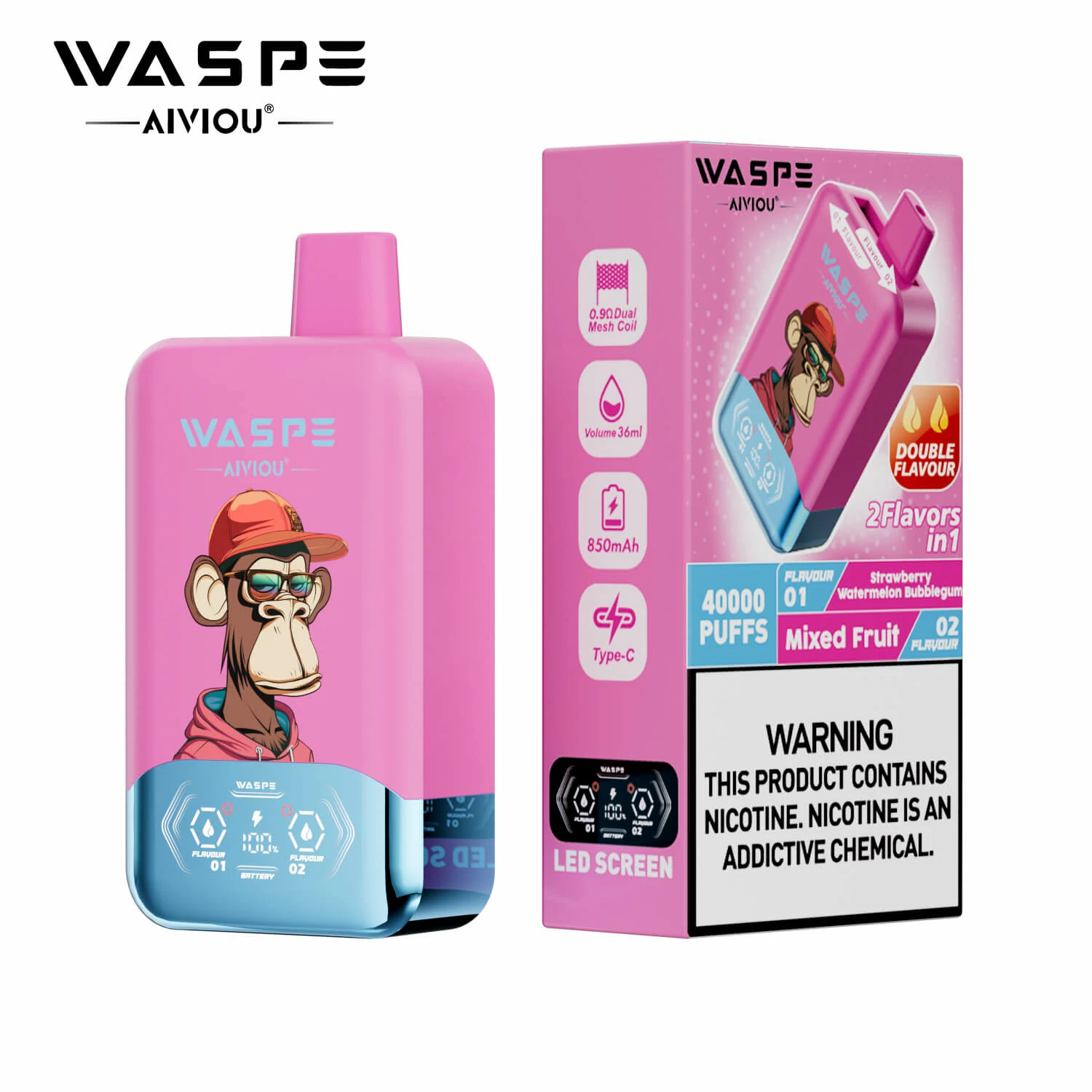 WASPE 2-in-1 40000 40K Bouffées Double Saveur Vape jetable - image 9