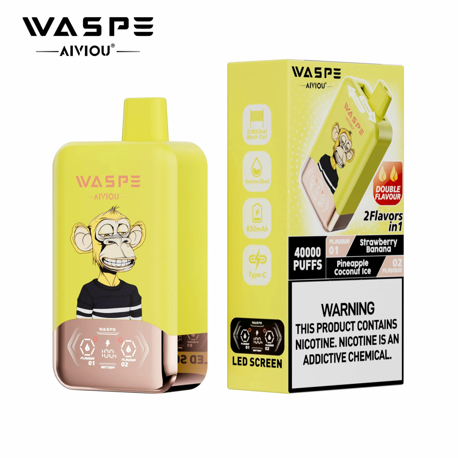 WASPE 2-in-1 40000 40K Bouffées Double Saveur Vape jetable - image 7