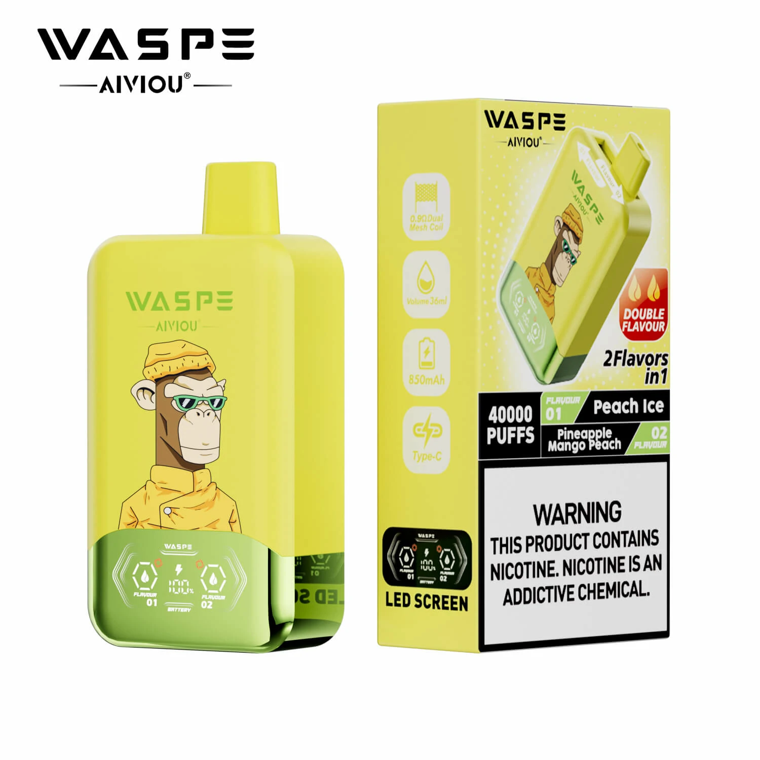 WASPE 2-in-1 40000 40K Bouffées Double Saveur Vape jetable - image 8