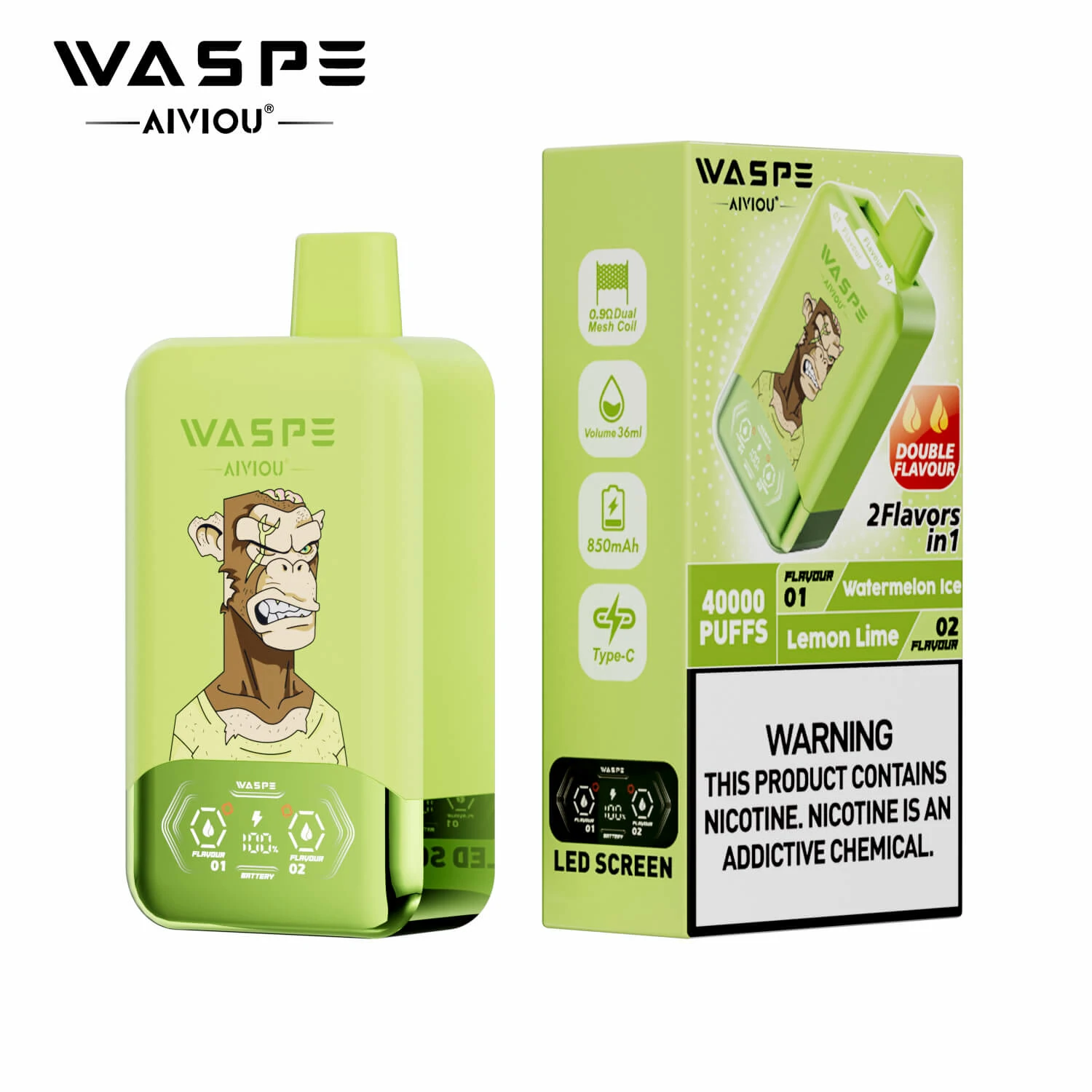 WASPE 2-in-1 40000 40K Bouffées Double Saveur Vape jetable - image 3