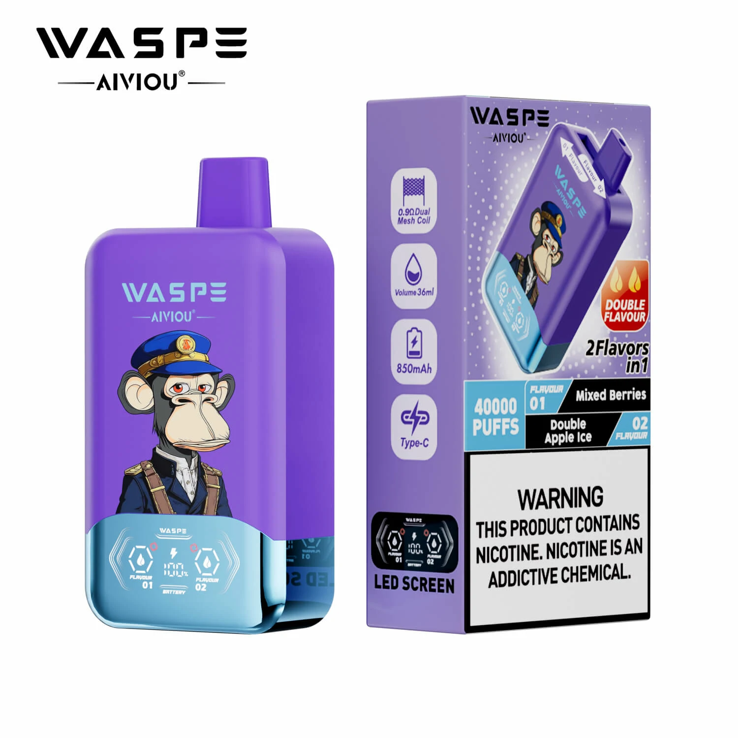 WASPE 2-in-1 40000 40K Bouffées Double Saveur Vape jetable - image 19