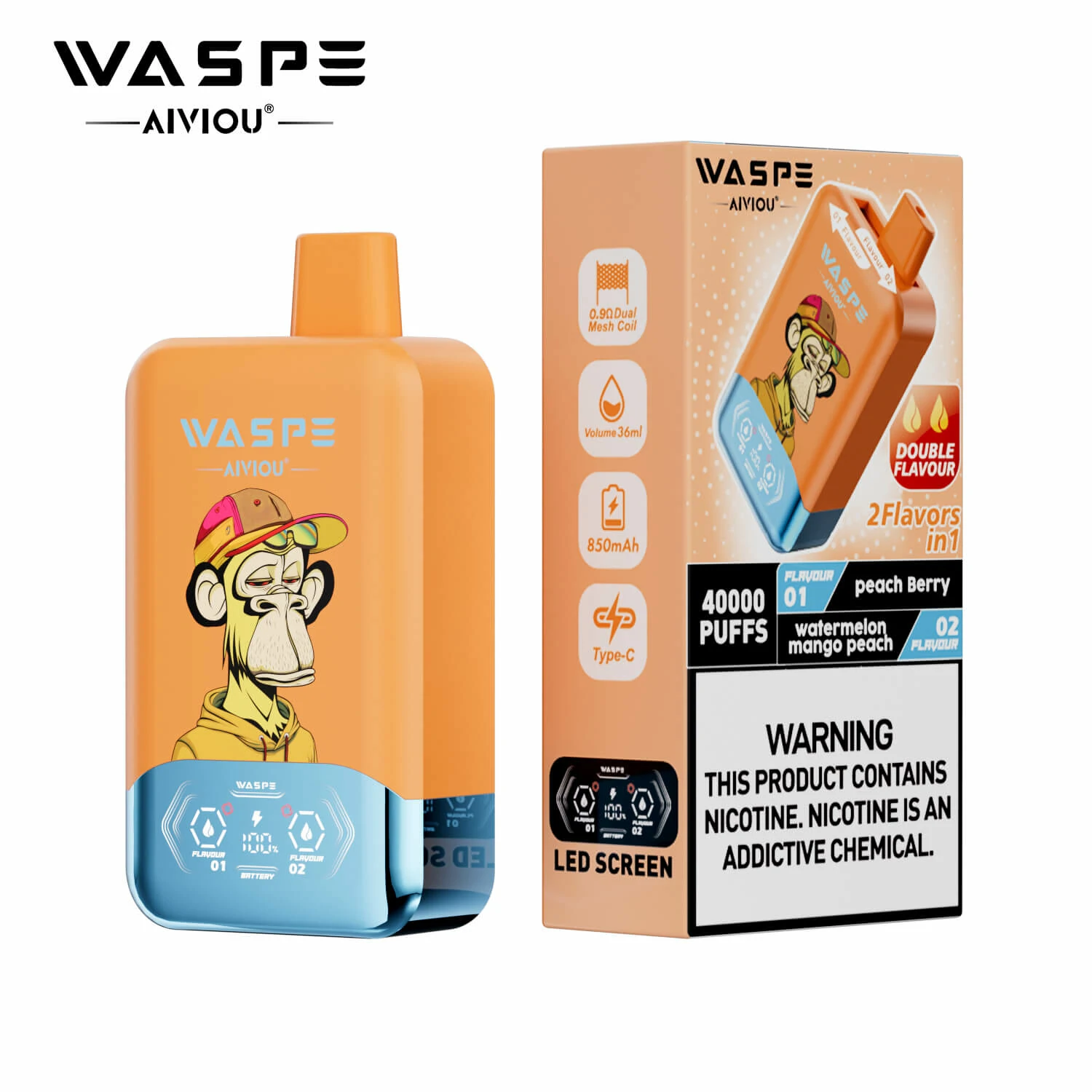 WASPE 2-in-1 40000 40K Bouffées Double Saveur Vape jetable - image 22
