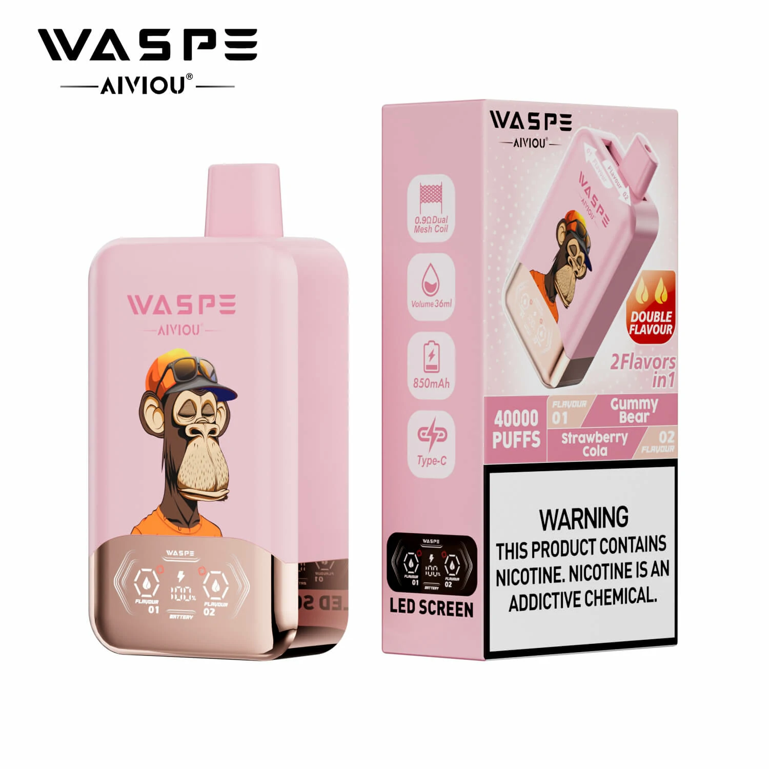 WASPE 2-in-1 40000 40K Bouffées Double Saveur Vape jetable - image 21