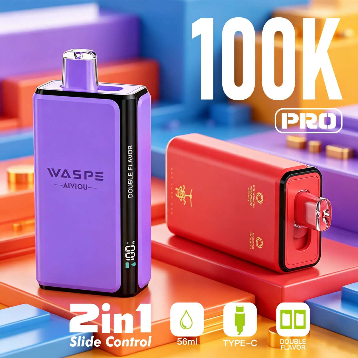 WASPE Pro 100000 100K Bouffées 2-in-1 Vape jetable - image 2
