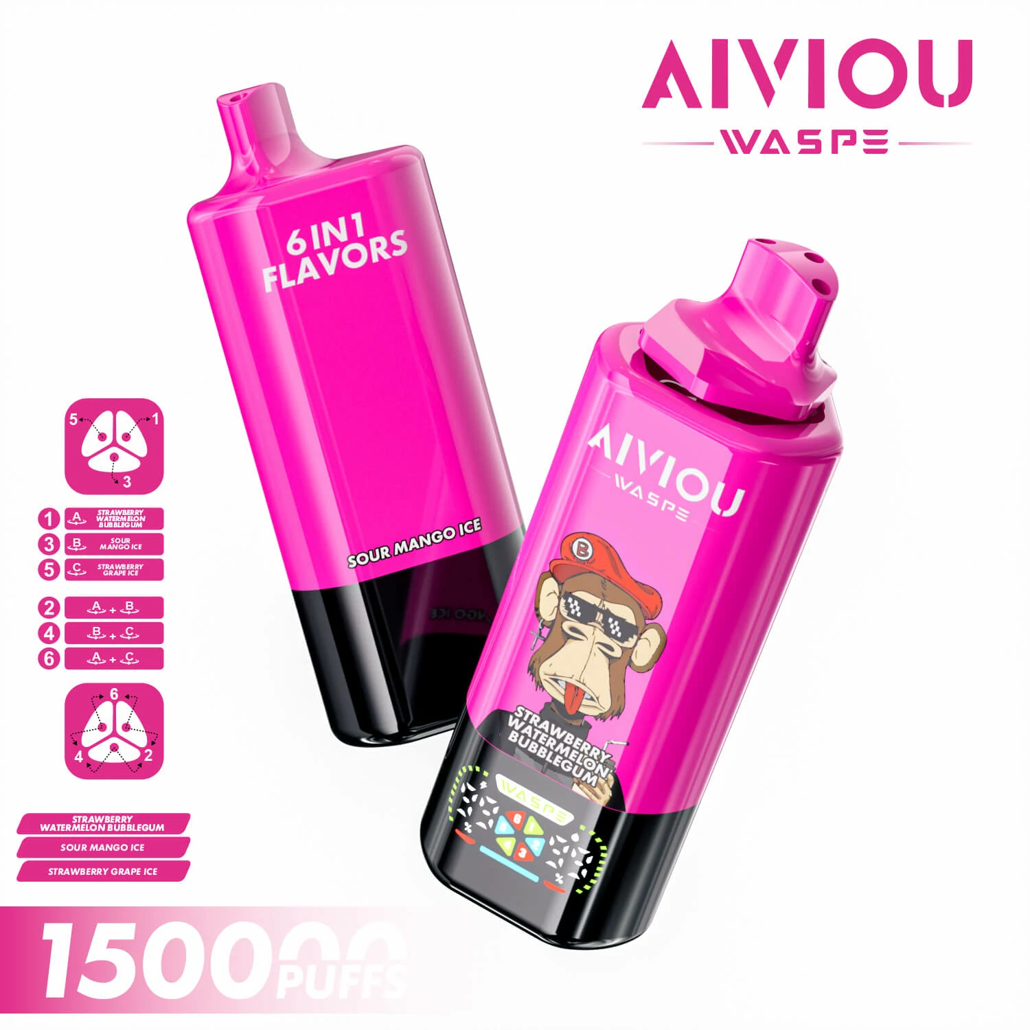 WASPE AIVIOU 150000 150K Bouffées 6-in-1 Vape Jetable - image 12