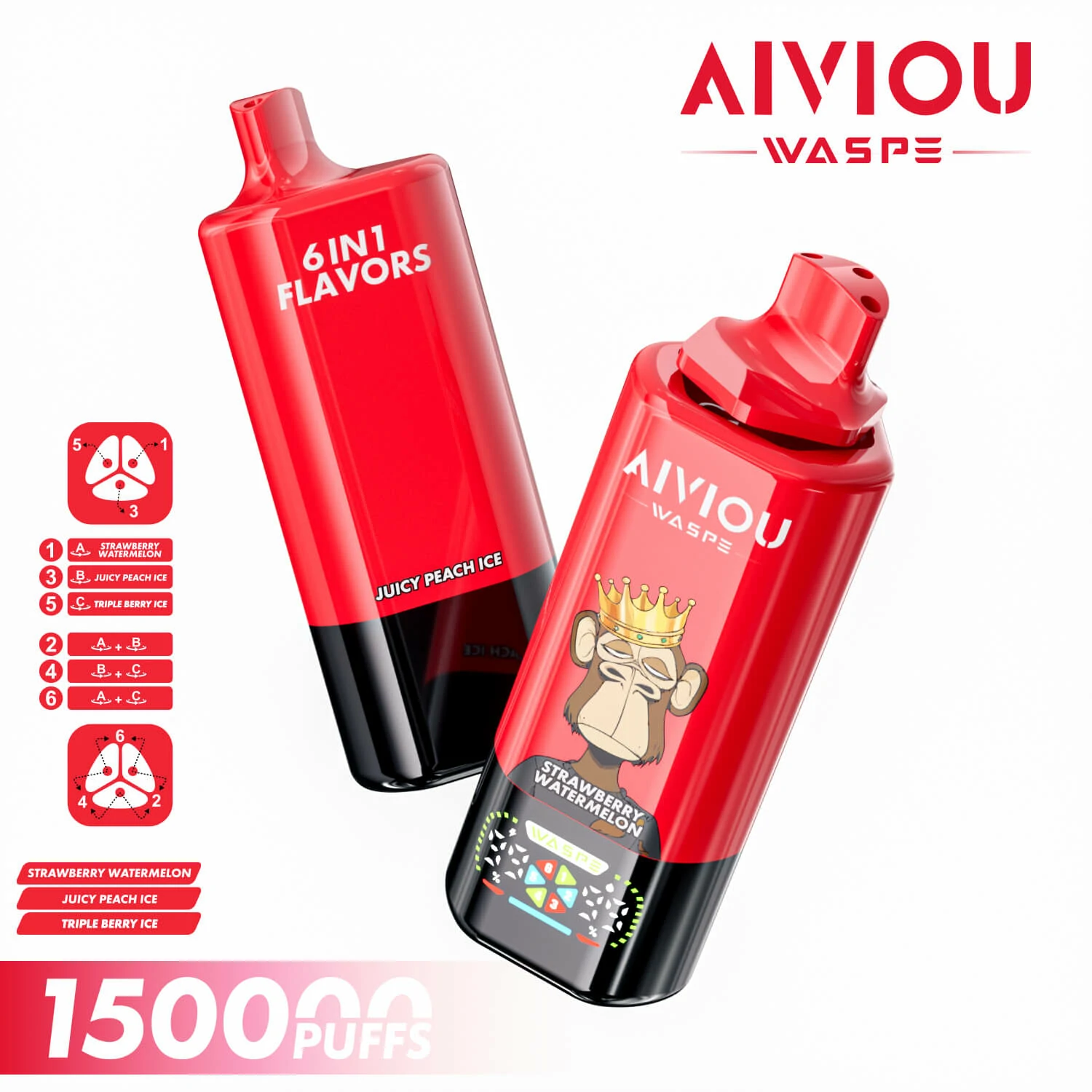 WASPE AIVIOU 150000 150K Bouffées 6-in-1 Vape Jetable - image 5