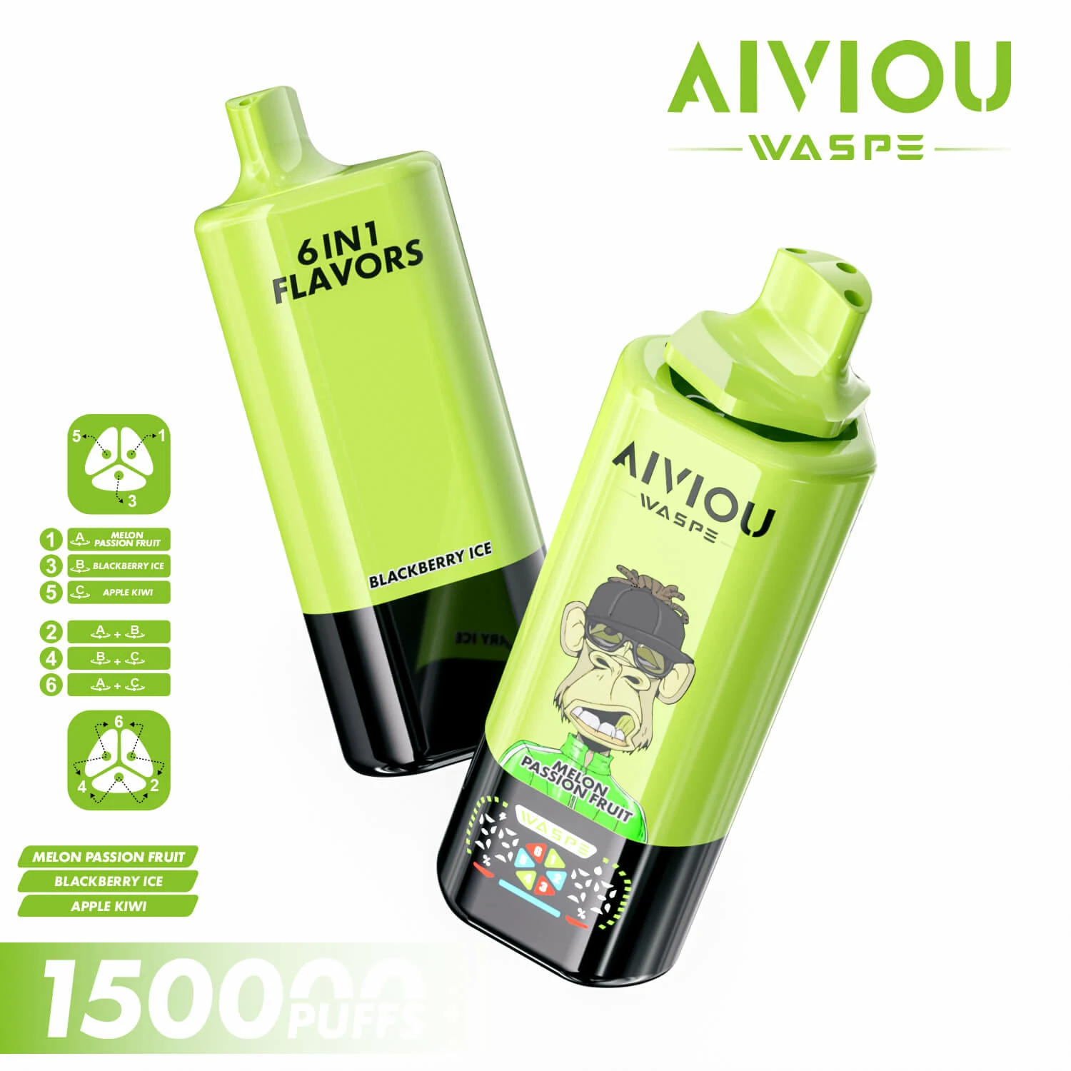 WASPE AIVIOU 150000 150K Bouffées 6-in-1 Vape Jetable - image 13