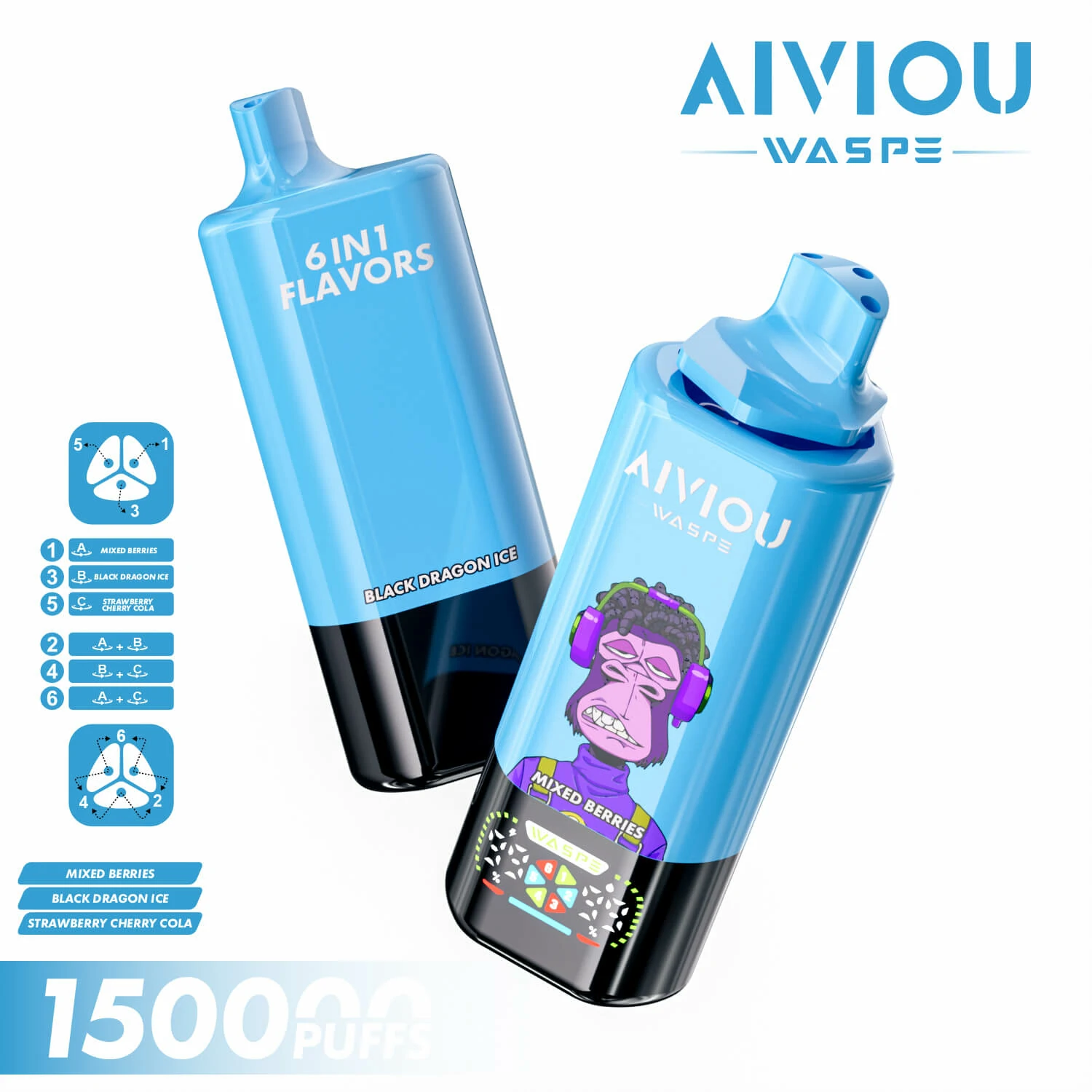 WASPE AIVIOU 150000 150K Bouffées 6-in-1 Vape Jetable - image 9