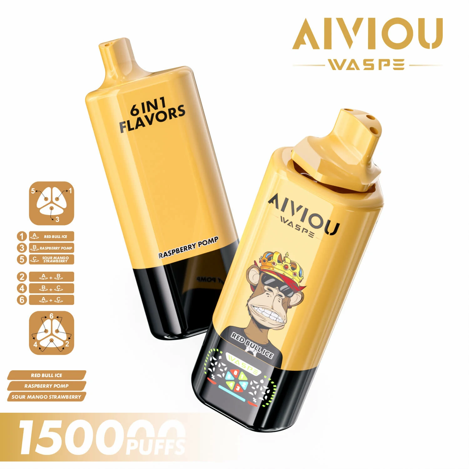 WASPE AIVIOU 150000 150K Bouffées 6-in-1 Vape Jetable - image 6