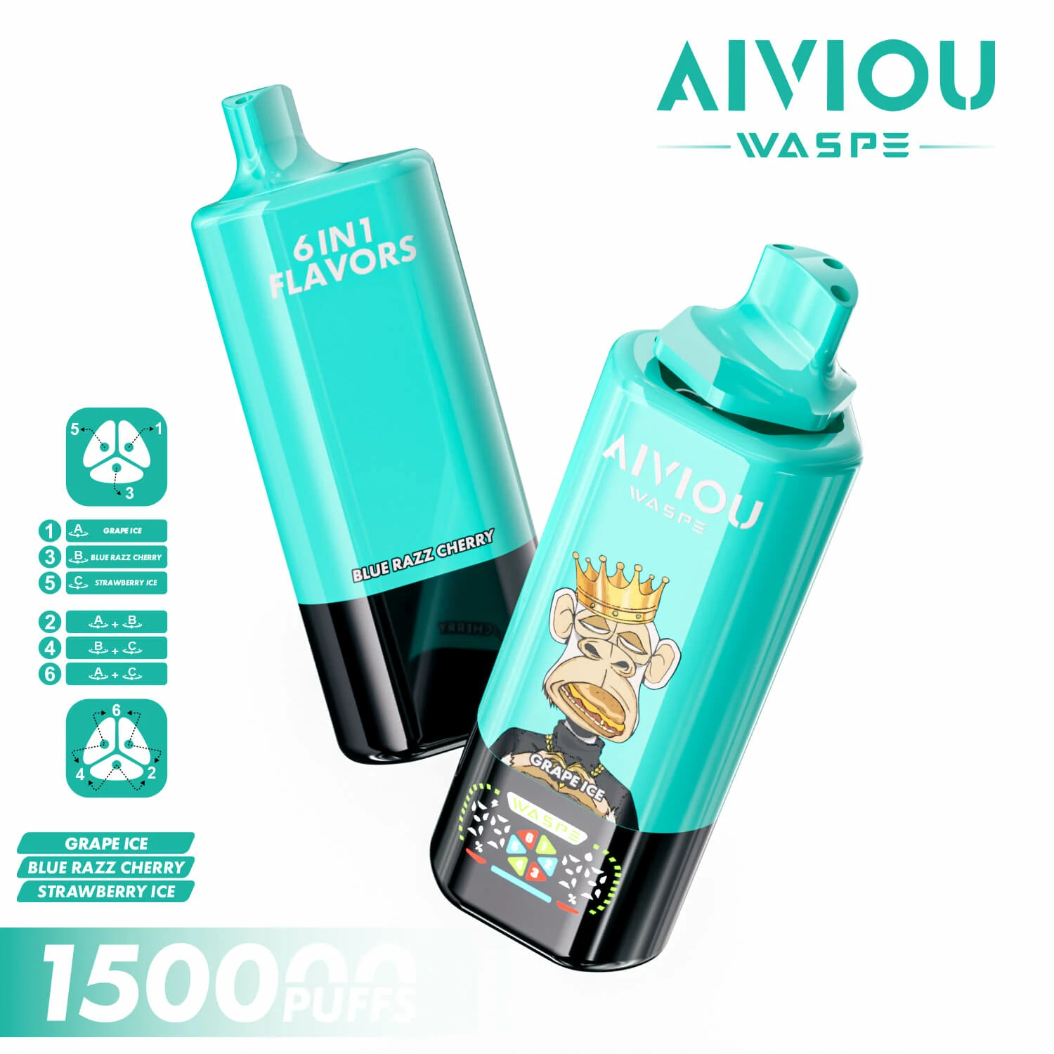 WASPE AIVIOU 150000 150K Bouffées 6-in-1 Vape Jetable - image 8