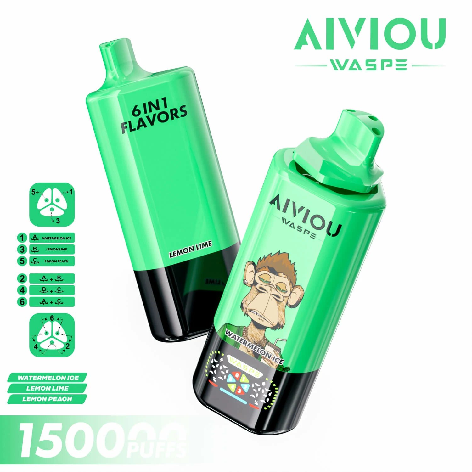 WASPE AIVIOU 150000 150K Bouffées 6-in-1 Vape Jetable - image 3