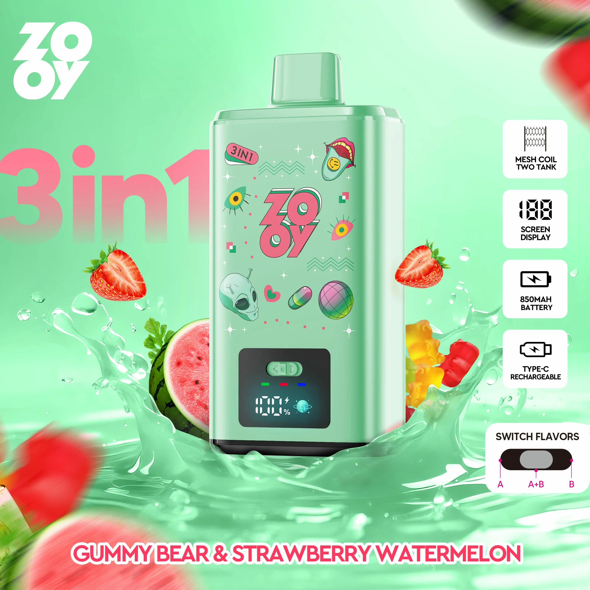 Zooy 150000 150K Bouffées 3-in-1 Vape jetable - image 5