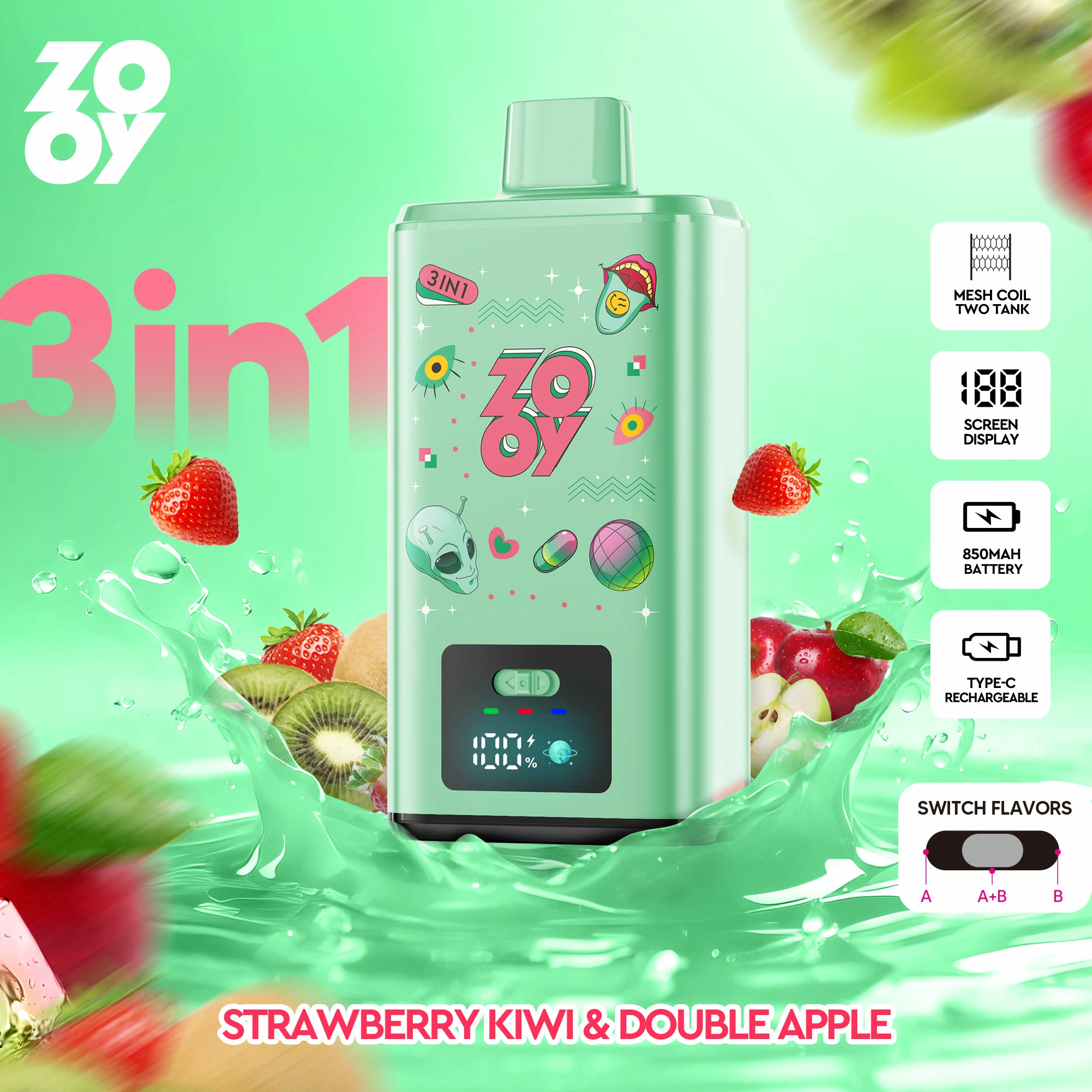 Zooy 150000 150K Bouffées 3-in-1 Vape jetable - image 9