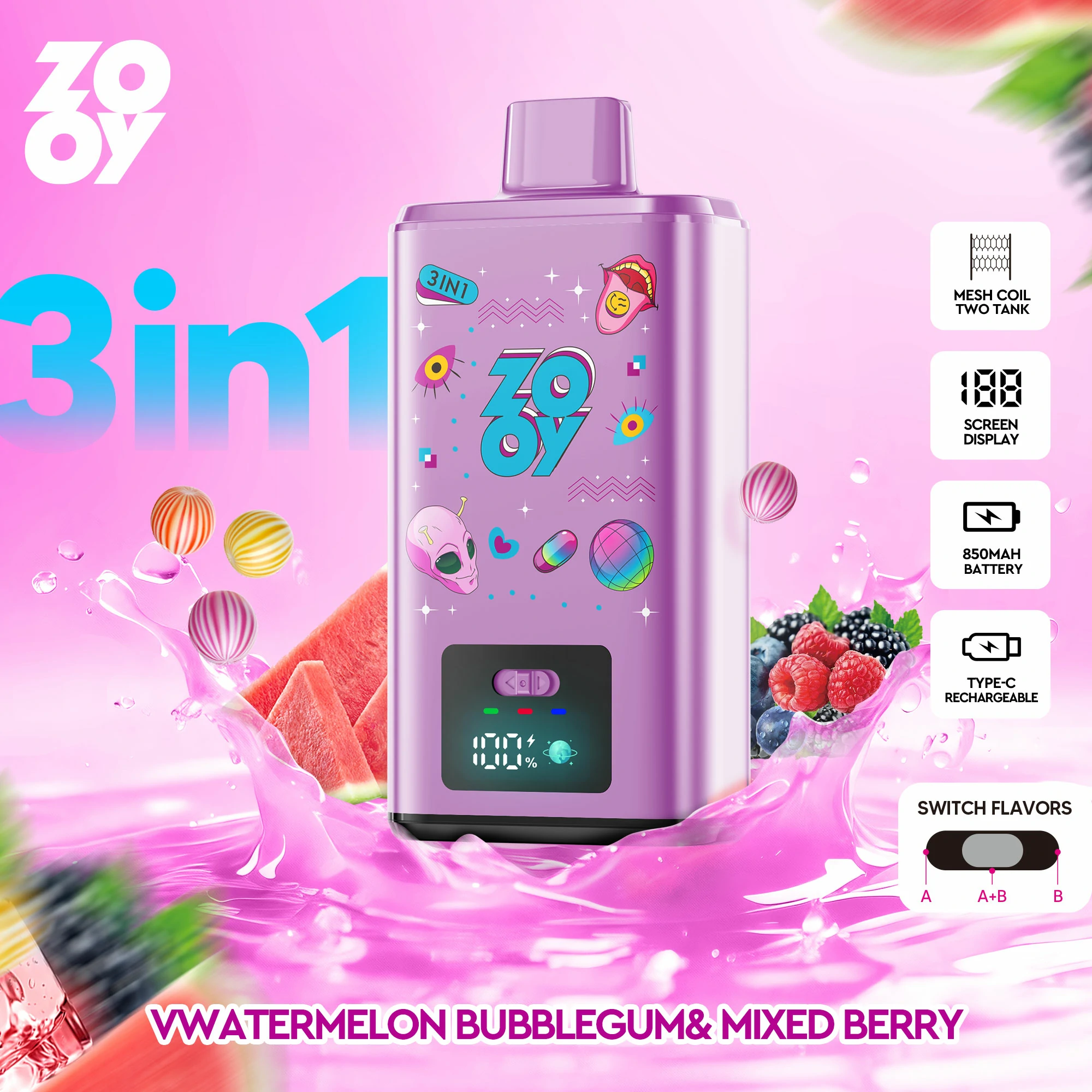 Zooy 150000 150K Bouffées 3-in-1 Vape jetable - image 12