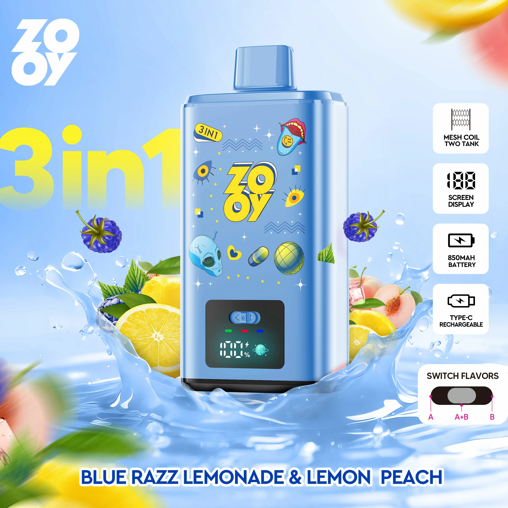 Zooy 150000 150K Bouffées 3-in-1 Vape jetable - image 8