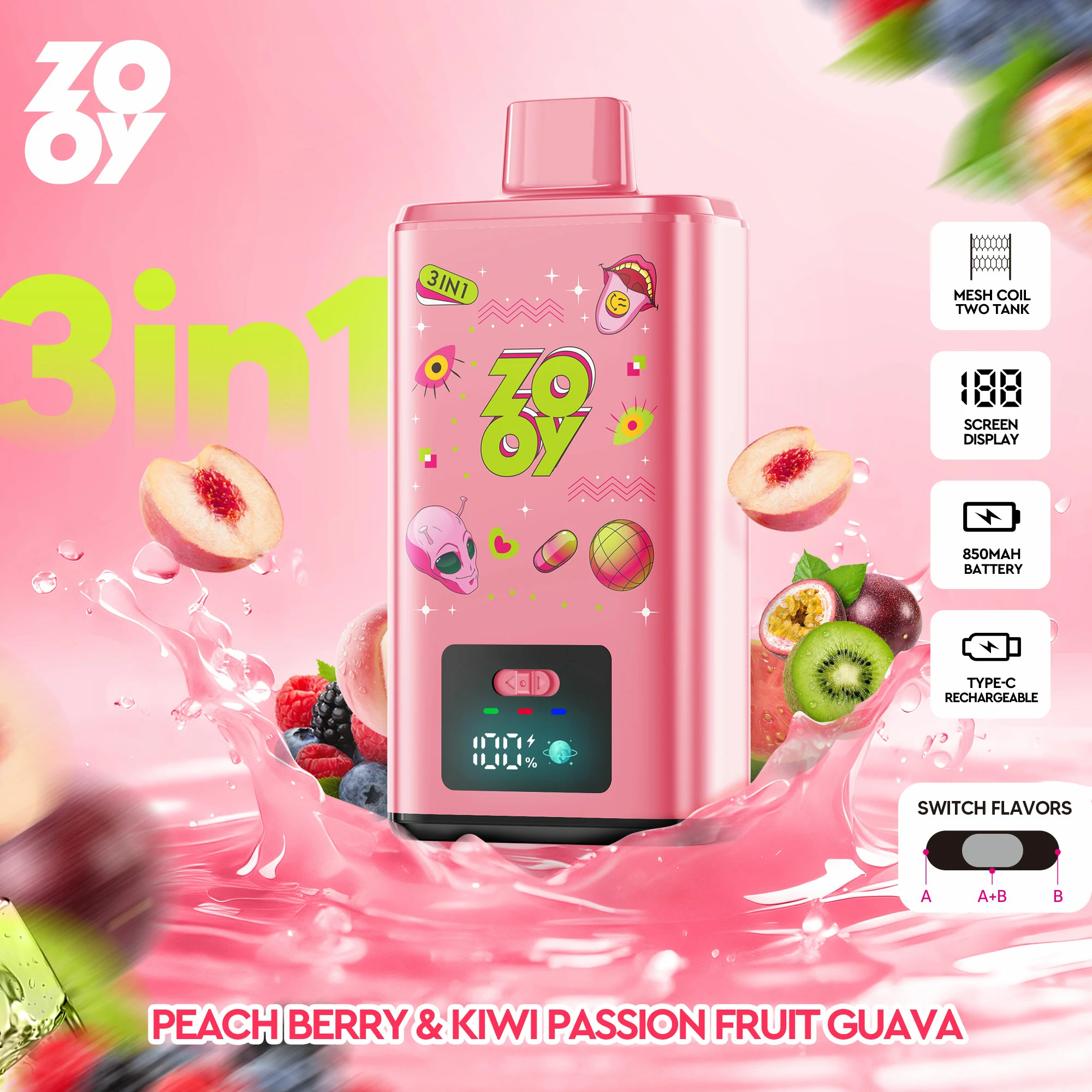 Zooy 150000 150K Bouffées 3-in-1 Vape jetable - image 11