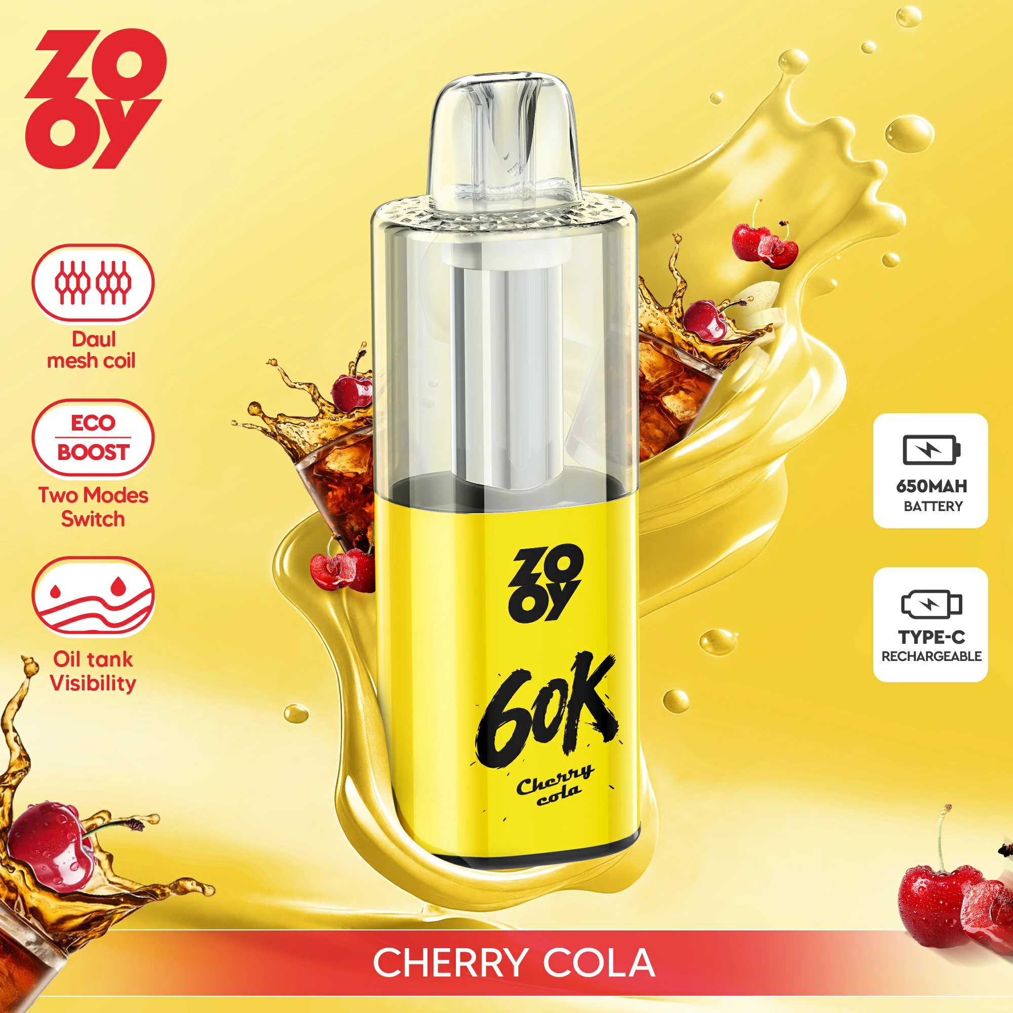 ZOOY Fizz 60000 60K Bouffées Double Mode Vape jetable - image 2