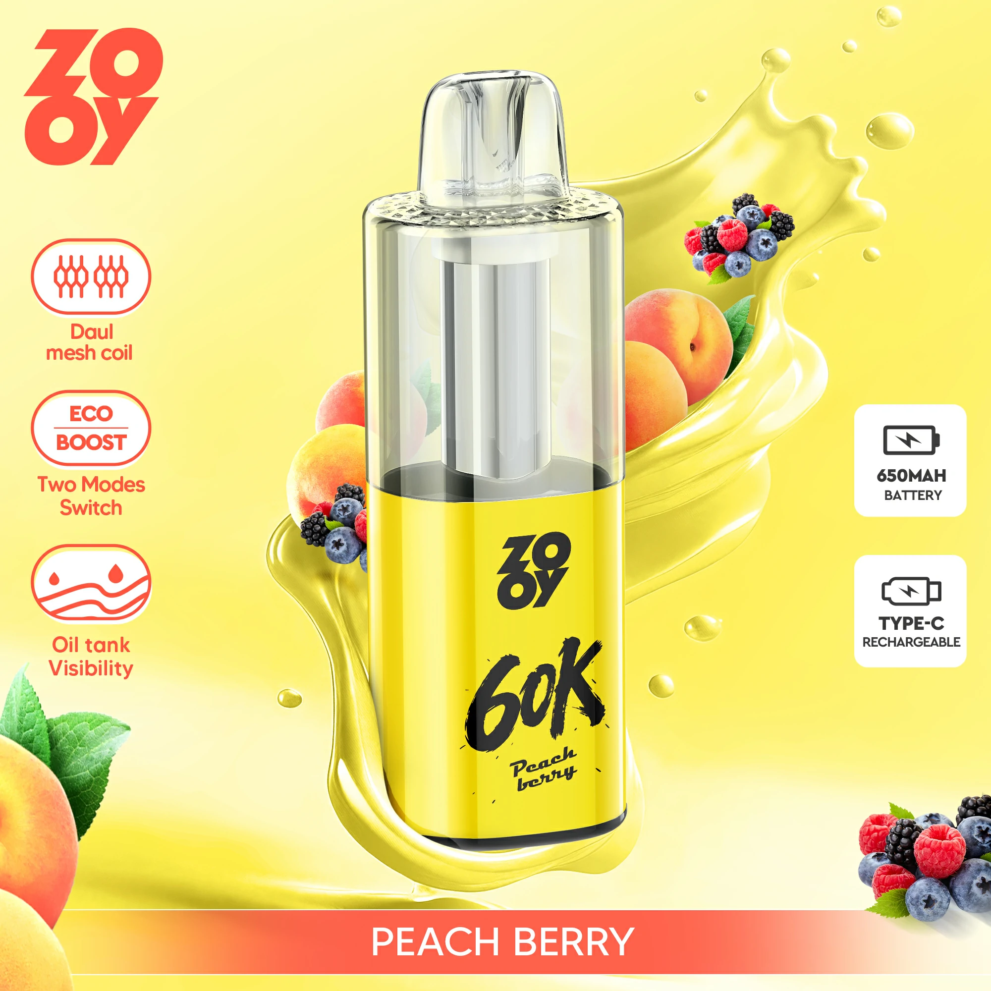 ZOOY Fizz 60000 60K Bouffées Double Mode Vape jetable - image 3