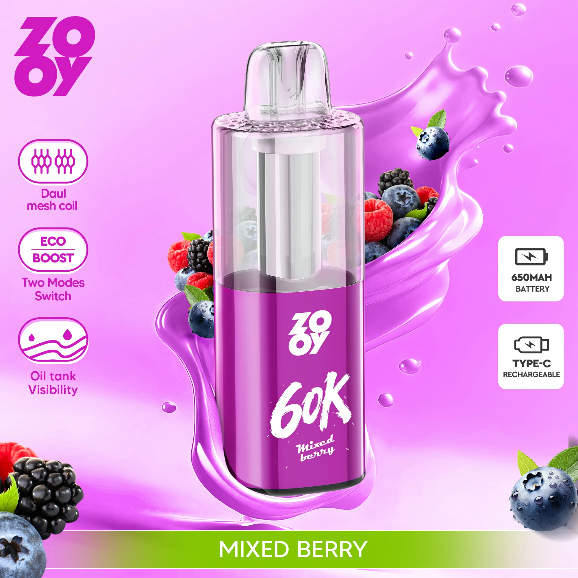 ZOOY Fizz 60000 60K Bouffées Double Mode Vape jetable - image 9