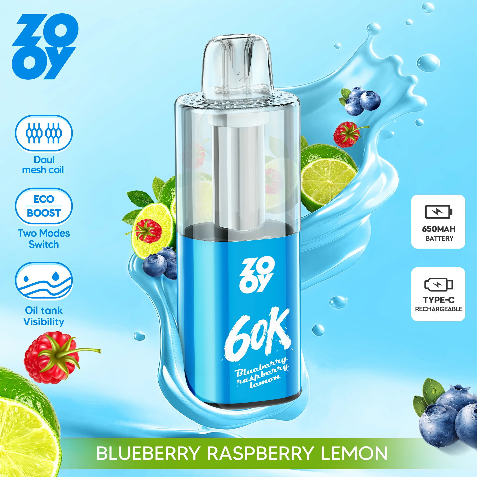 ZOOY Fizz 60000 60K Bouffées Double Mode Vape jetable - image 5