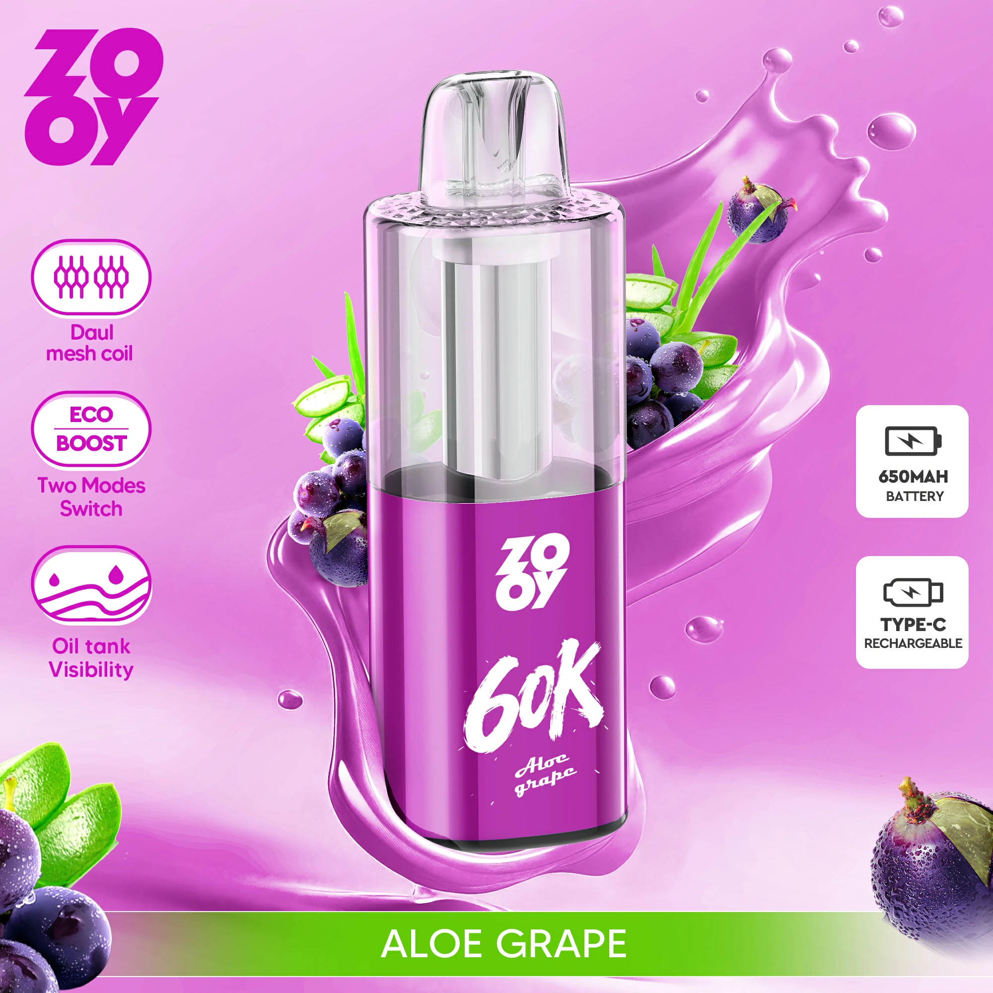 ZOOY Fizz 60000 60K Bouffées Double Mode Vape jetable - image 8