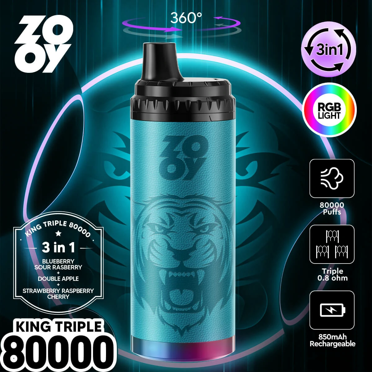 ZOOY King 3-in-1 80000 80K Bouffées Vape Jetable - image 10