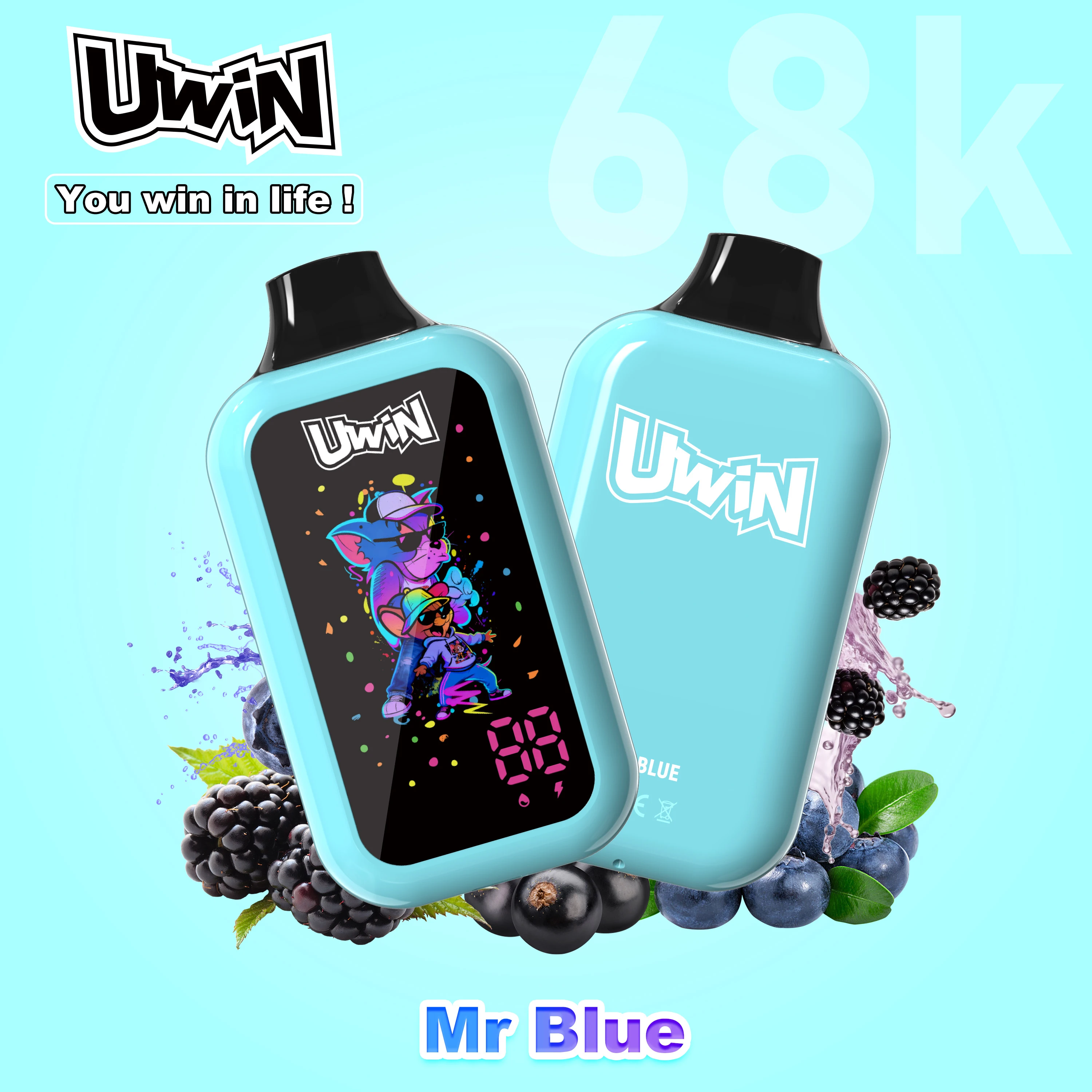 UWIN Digital Box 68000 68K Bouffées écran LED vape jetable - image 2