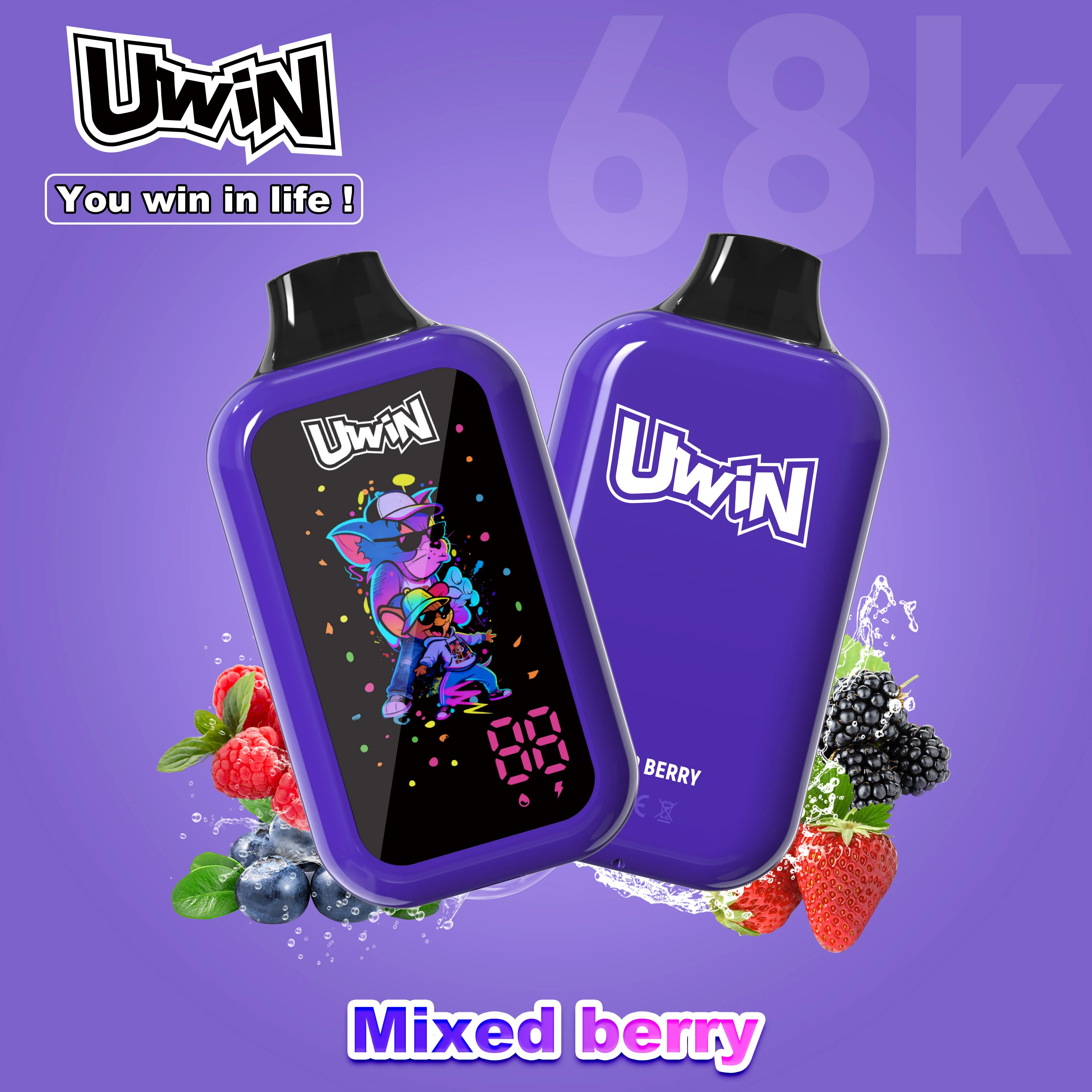 UWIN Digital Box 68000 68K Bouffées écran LED vape jetable - image 4