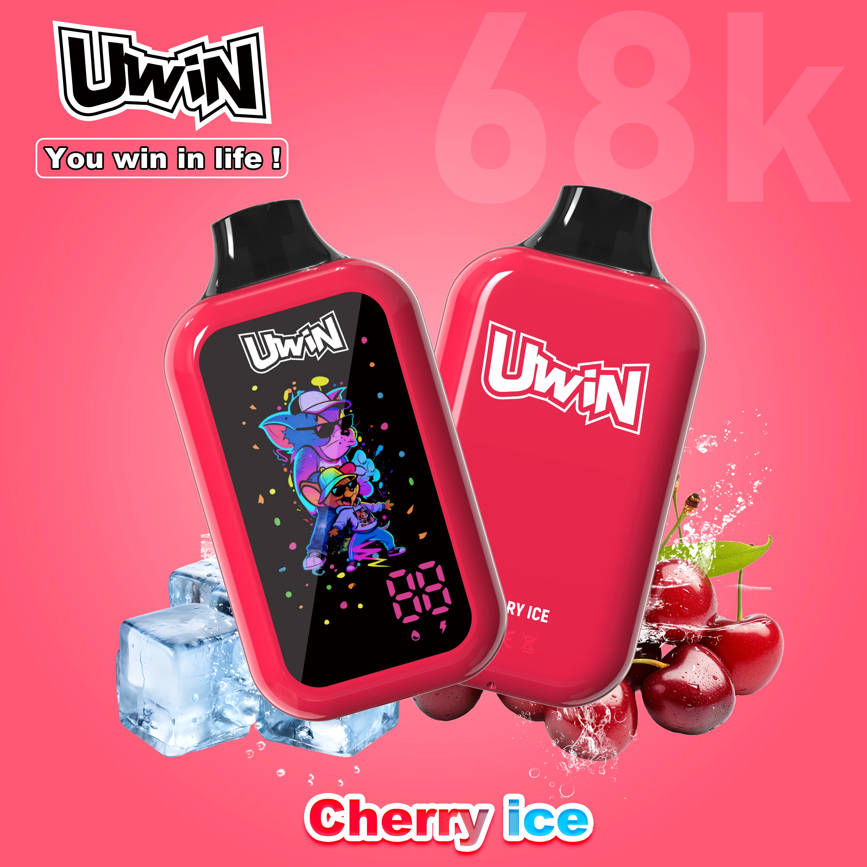 UWIN Digital Box 68000 68K Bouffées écran LED vape jetable - image 3