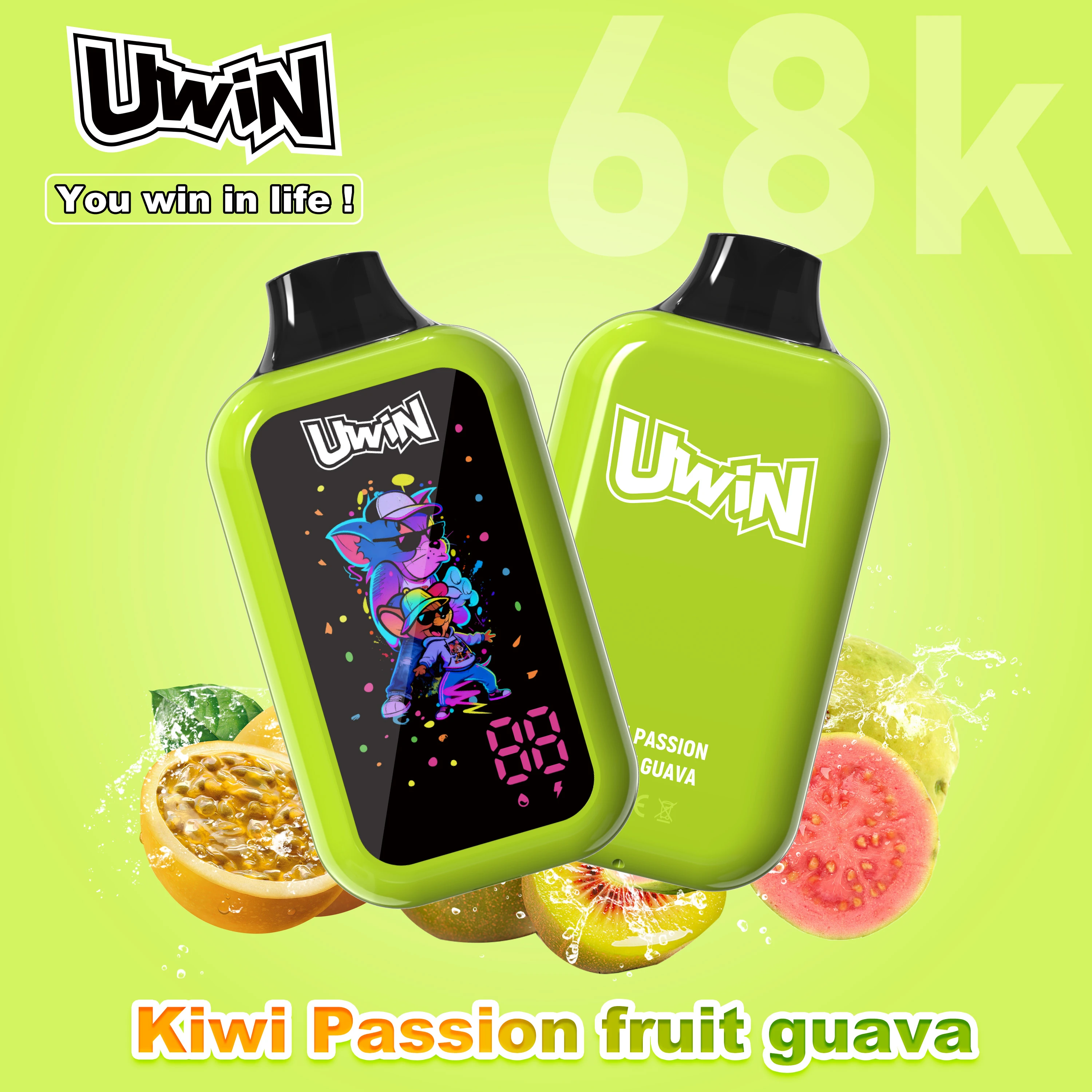 UWIN Digital Box 68000 68K Bouffées écran LED vape jetable - image 5