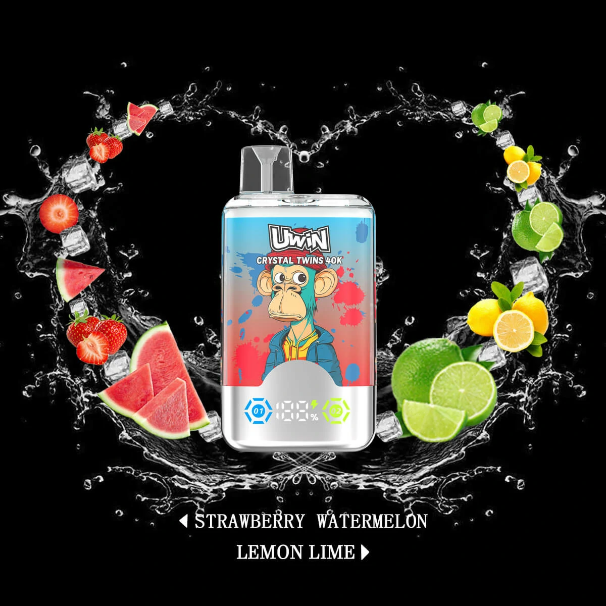 Uwin Crystal Twins 40000 40K Bouffées double saveur vape jetable