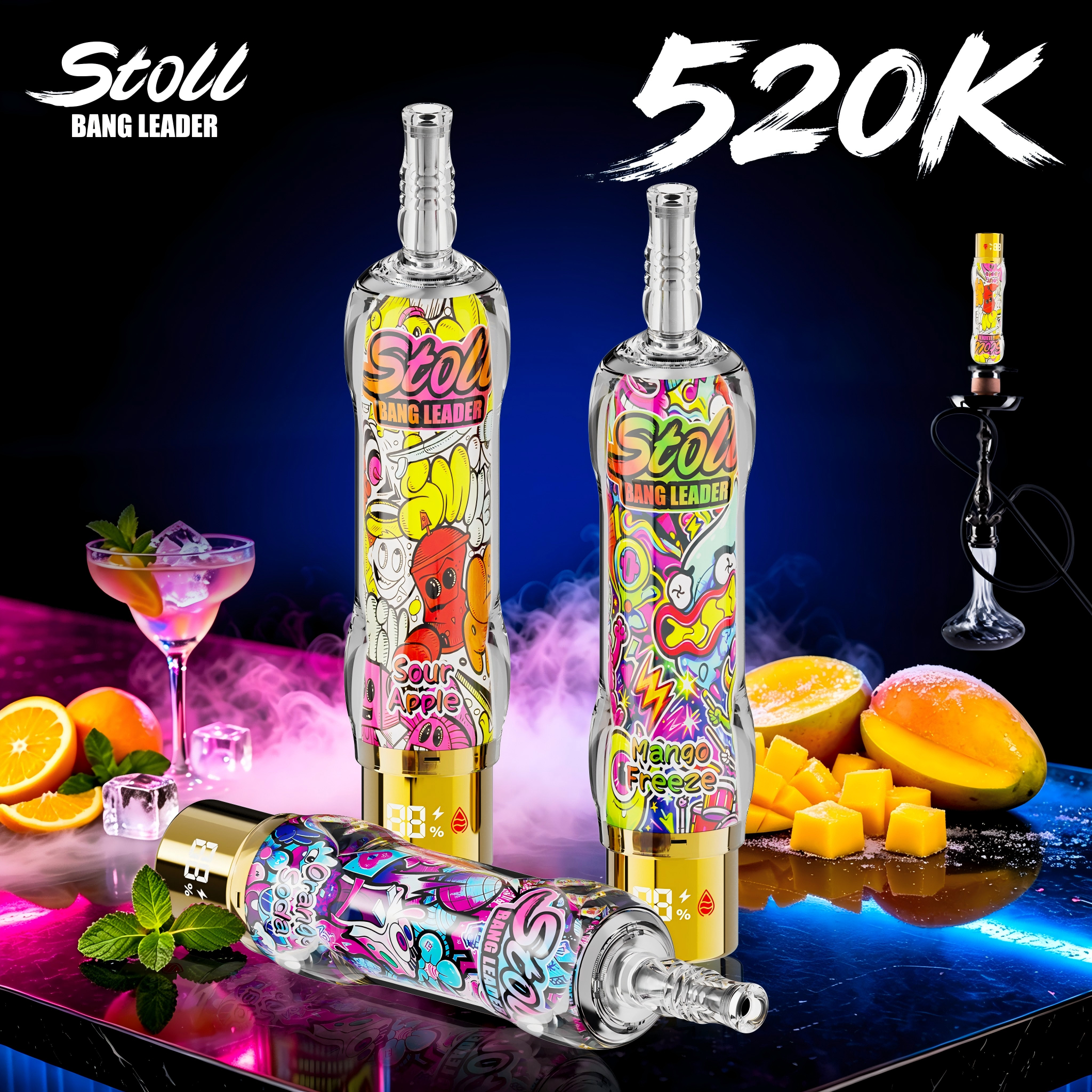 Bang Leader 520000 520K bouffées Écran LED Vape jetable