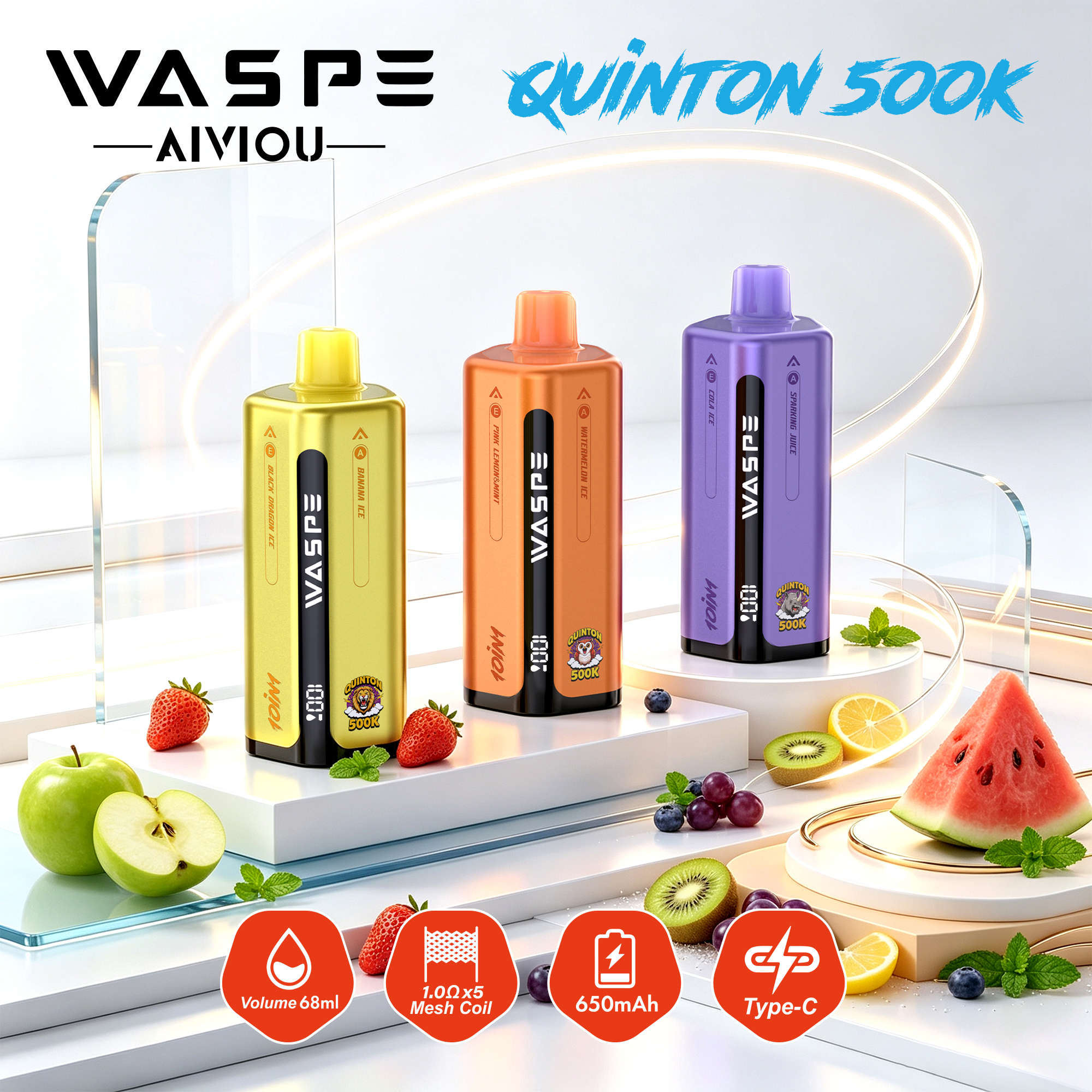 WASPE 10-in-1 Quinton 500000 500K Bouffées Vape Jetable