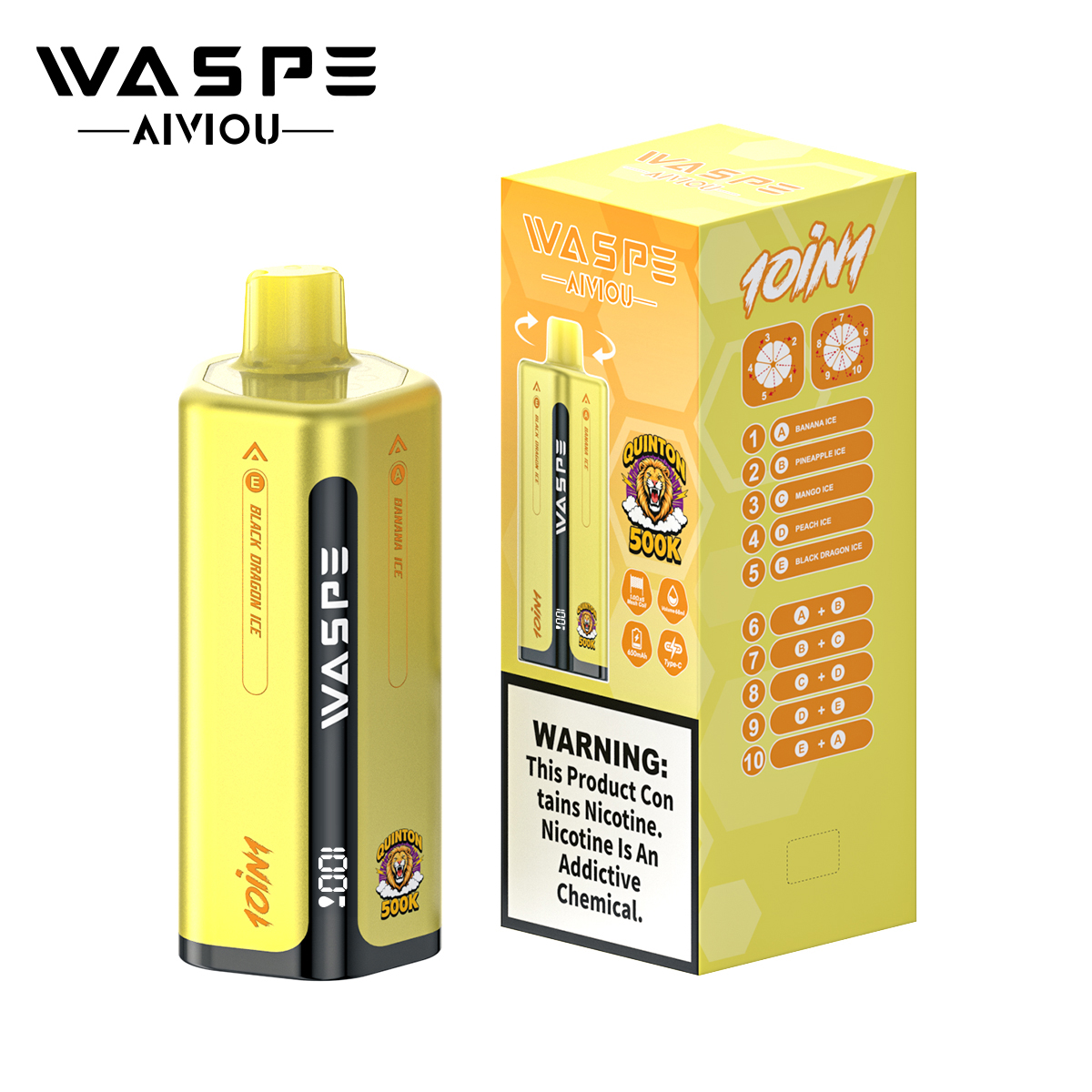 WASPE 10-in-1 Quinton 500000 500K Bouffées Vape Jetable - image 2