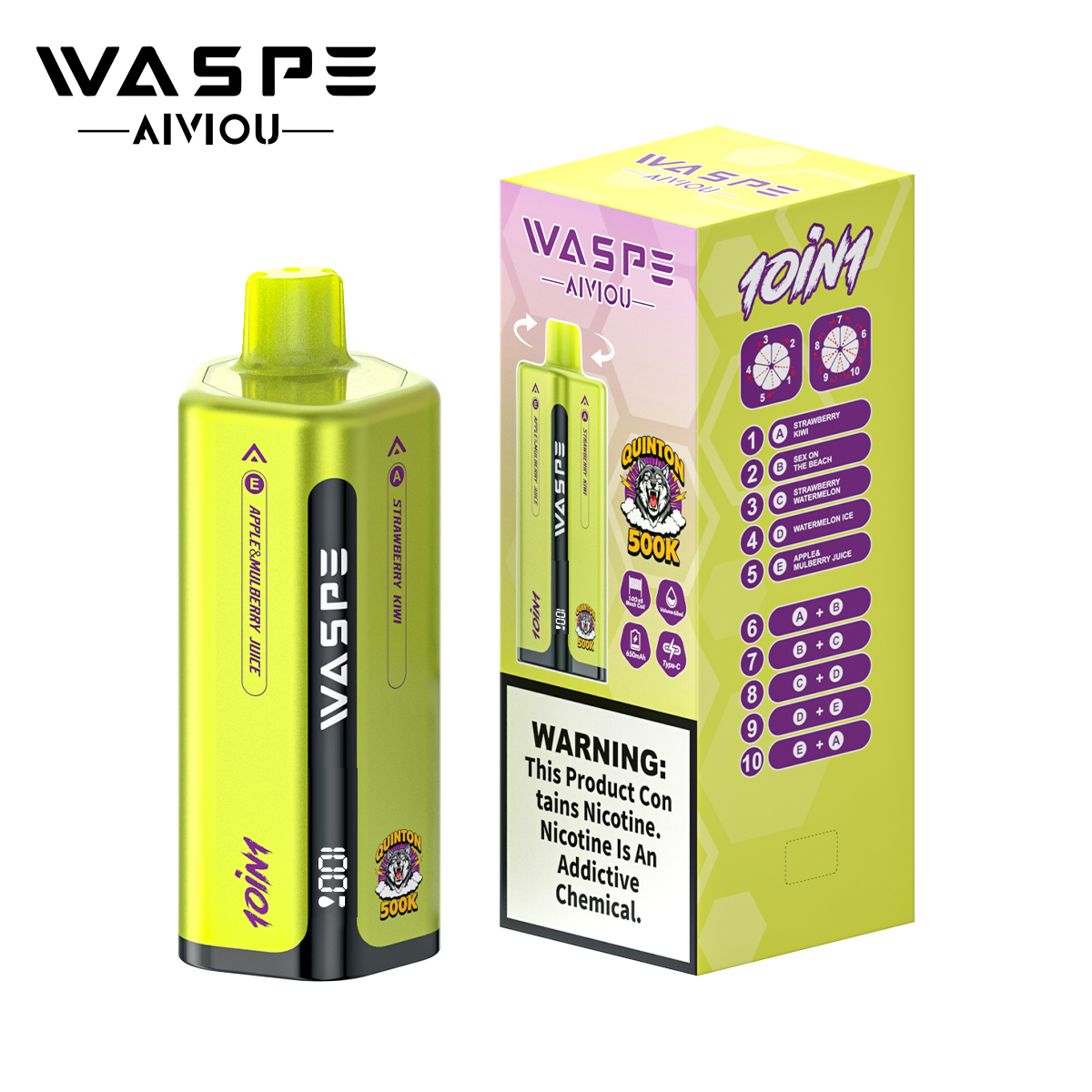 WASPE 10-in-1 Quinton 500000 500K Bouffées Vape Jetable - image 3