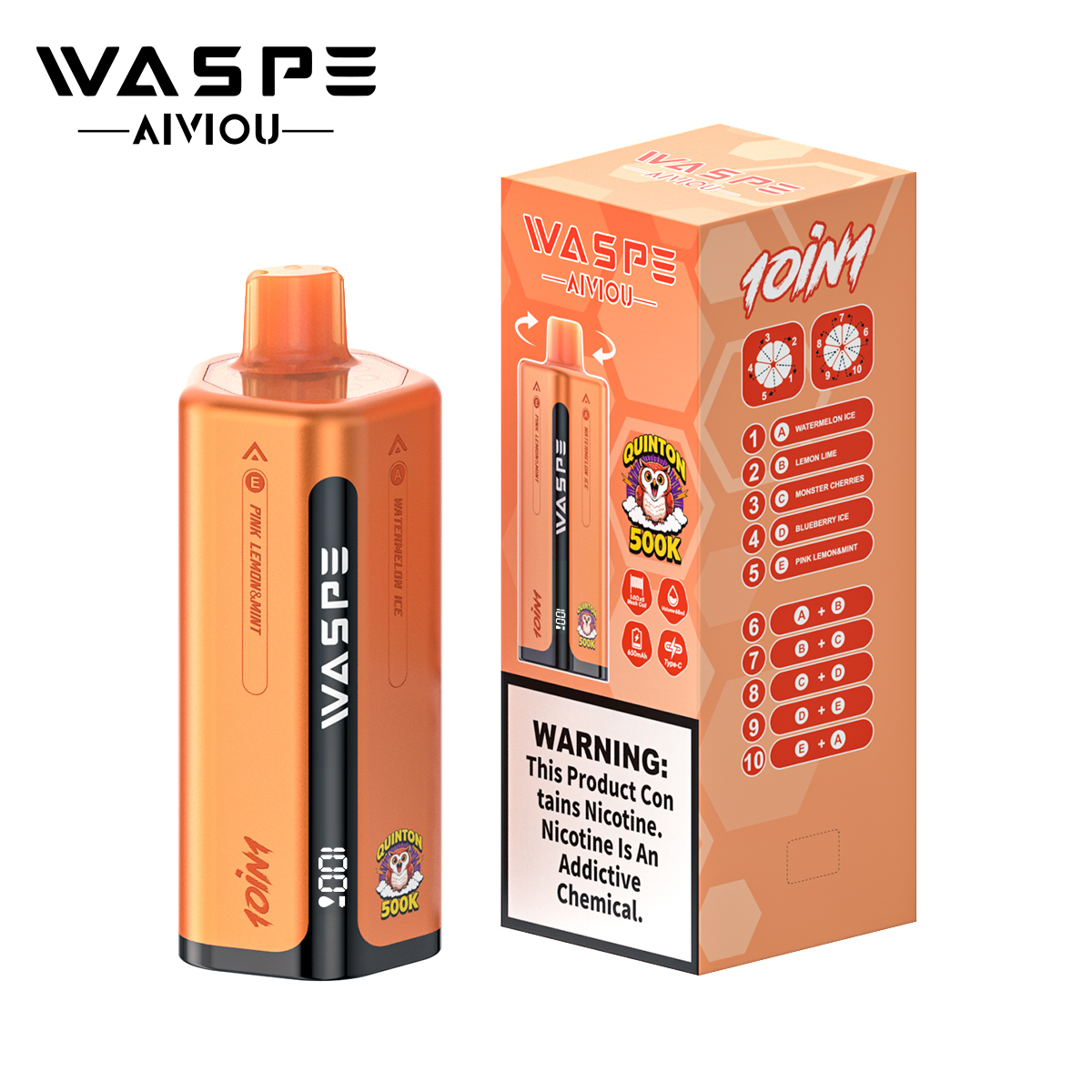 WASPE 10-in-1 Quinton 500000 500K Bouffées Vape Jetable - image 7